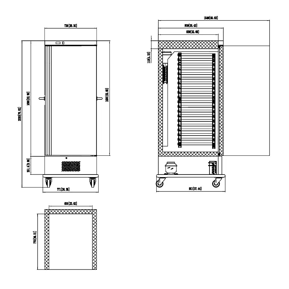 Combisteel Koelwagen | 20x 2/1 GN | -2°c/+8°c | Statisch + Ventilator | Wielen (geremd) | 877x900x2030(h)mm