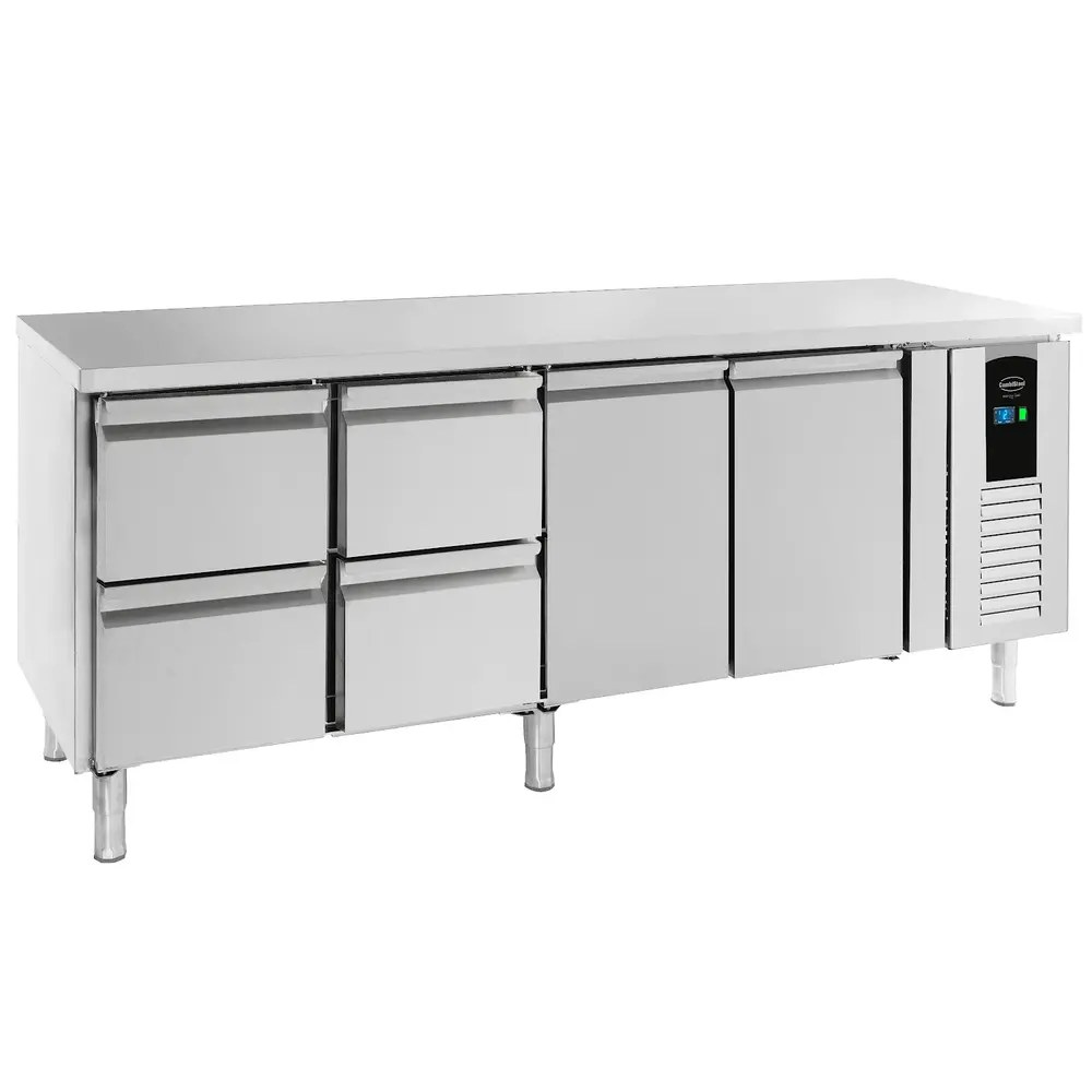 Combisteel Koelwerkbank | Energy Line | 393l | 2 Deuren + 4 Laden (1/1 Gn) | +2°c/+8°c | Geforceerd | 2230x700x860(h)mm