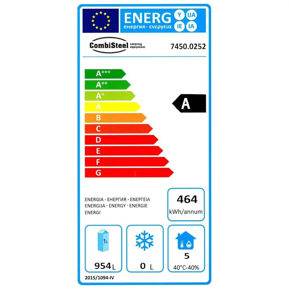Combisteel Koelkast | Energy Line | Energiezuinig | 1300l (2/1 Gn) | Rvs | +2°c/+8°c | Geforceerd | 1420x875x2100(h)mm