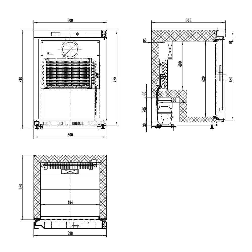 Combisteel Koelkast | Energiezuinig | 101l | Rvs | +2°c/+8°c | Geforceerd | Wielen | 600x605x810(h)mm