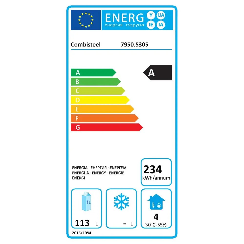 Combisteel Koelkast | Energiezuinig | 113l | Rvs | +2°c/+8°c | Statisch + Ventilator | 600x585x850(h)mm