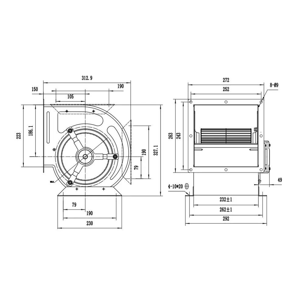 Combisteel Inbox Afzuigmotor | 2000m³/u | Centrifugaal | 2.2a | 0.25kw (230v) | 450x500x460(h)mm