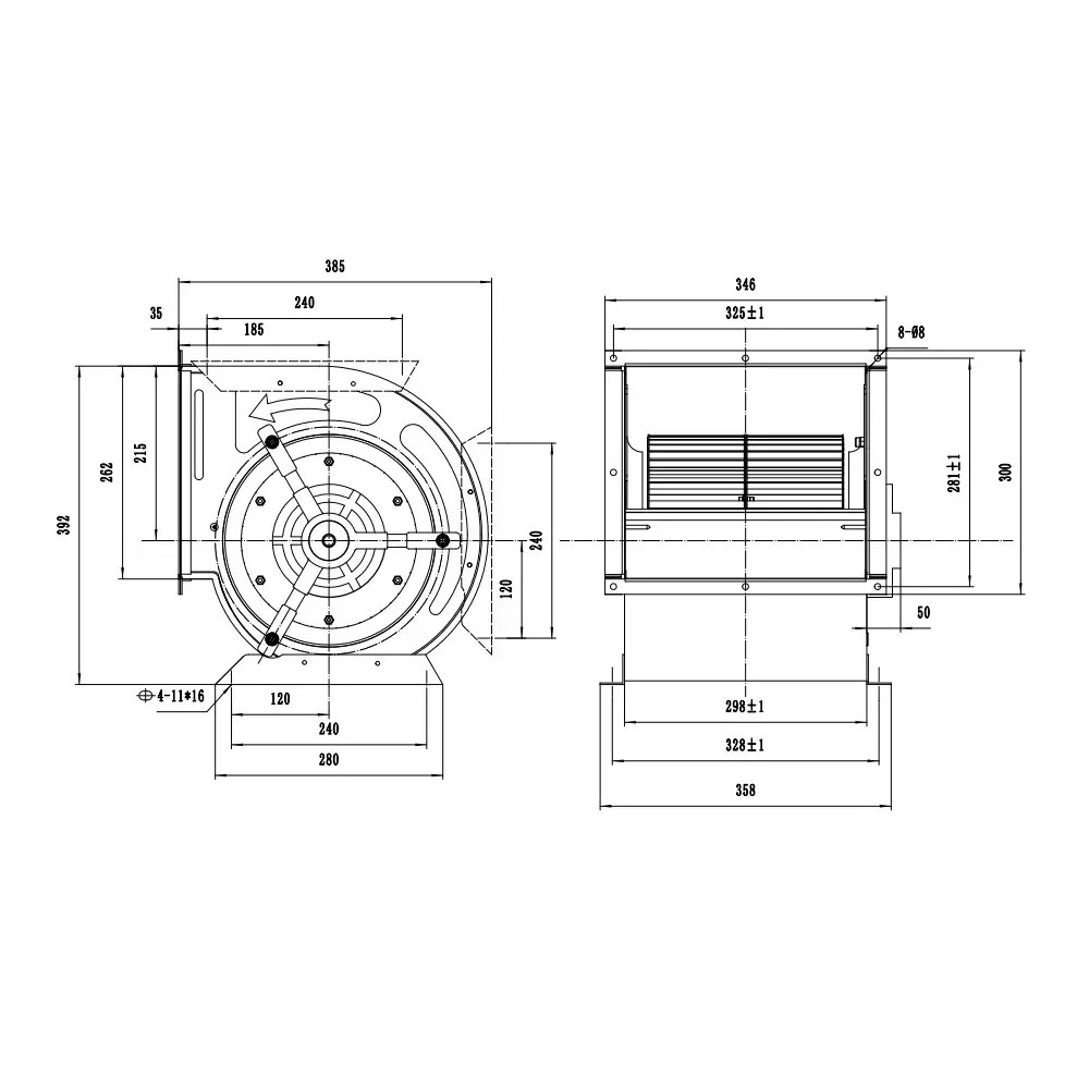 Combisteel Inbox Afzuigmotor | 3000m³/u | Centrifugaal | 4.5a | 0.55kw (230v) | 500x550x522(h)mm