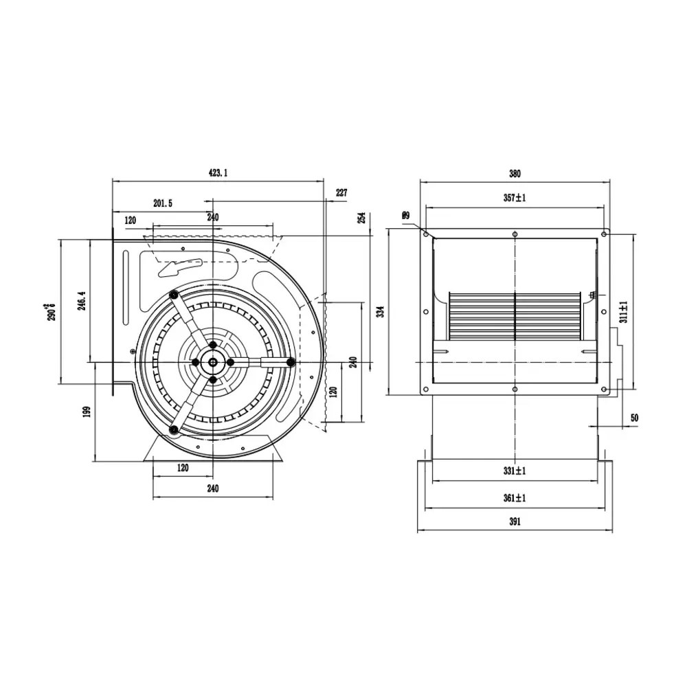 Combisteel Inbox Afzuigmotor | 3500m³/u | Centrifugaal | 5.8a | 0.75kw (230v) | 550x600x575(h)mm