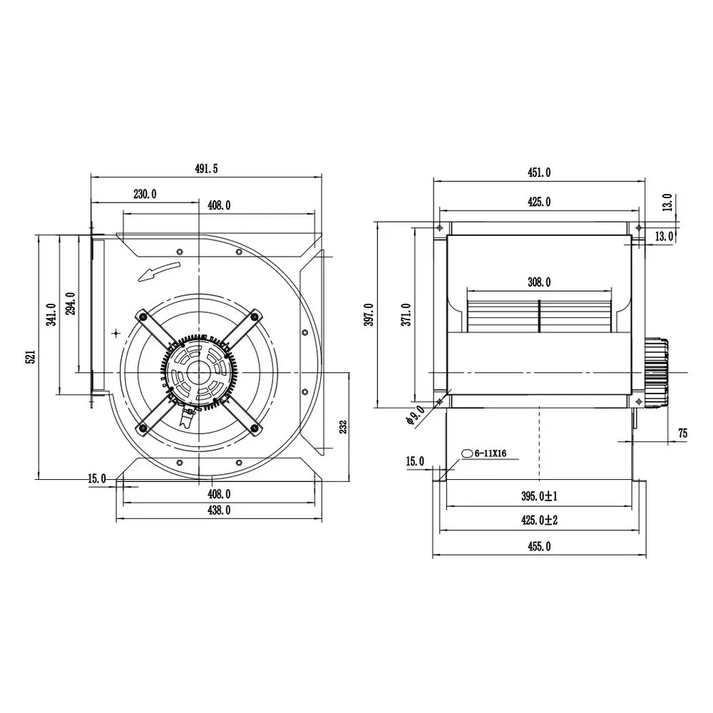 Combisteel Inbox Afzuigmotor | 6000m³/u | Centrifugaal | 6.8a | 0.9kw (230v) | 650x700x650(h)mm