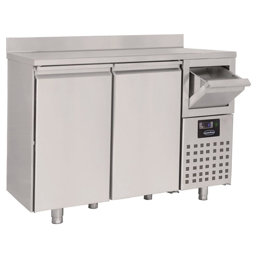 Combisteel Koffiewerkbank | Rvs | Draaideuren + Afkloplade + 2 Laden | Achteropstand | 1250x600x1050/1150(h)mm