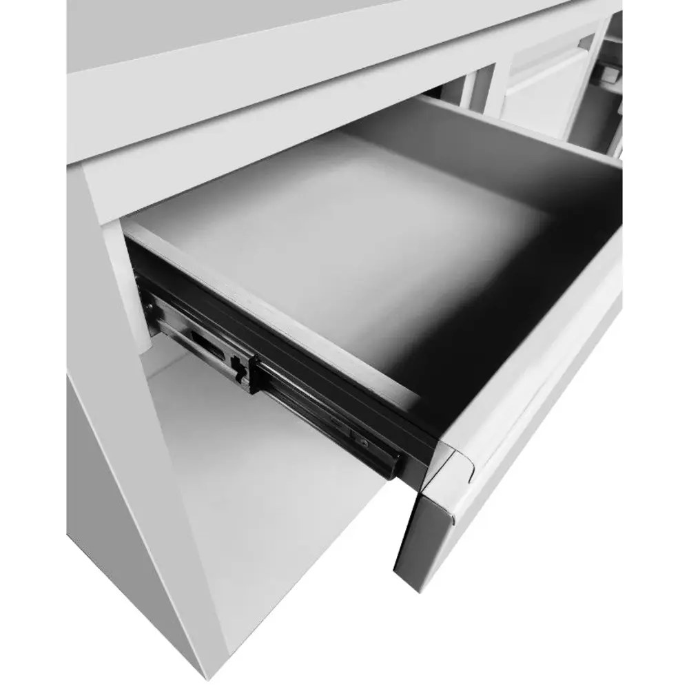 Combisteel Koffiewerkbank | Rvs | Open Vakken + Draaideur | 2 Laden + Afkloplade | Achteropstand | 1500x600x1050/1150(h)mm