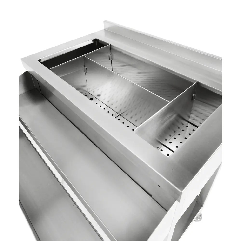 Combisteel Bar-/cocktailstation | Rvs | Ijs-/ingrediëntenbak + Flessenrek | Bodemschap | Achteropstand | 900x820x900/950(h)mm