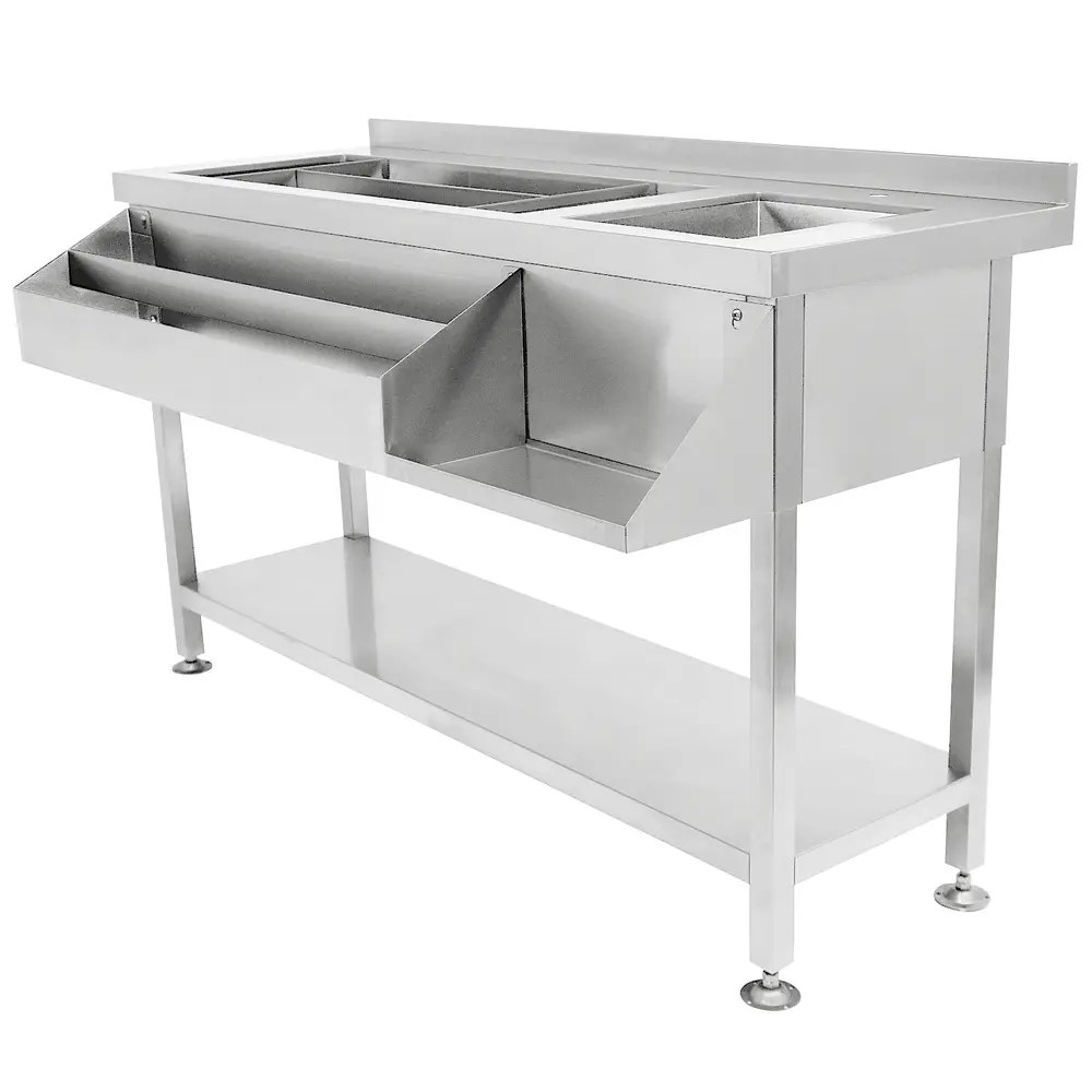 Combisteel Bar-/cocktailstation | Rvs | Ijs-/ingrediëntenbak + Spoelbak + Flessenrek | Bodemschap | Achteropstand | 1400x820x900/950(h)mm