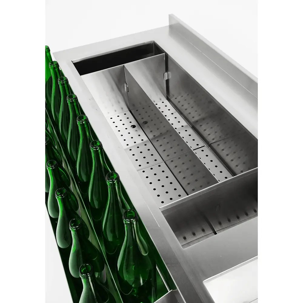 Combisteel Bar-/cocktailstation | Rvs | Ijs-/ingrediëntenbak + Spoelbak + Flessenrek | Bodemschap | Achteropstand | 1400x820x900/950(h)mm