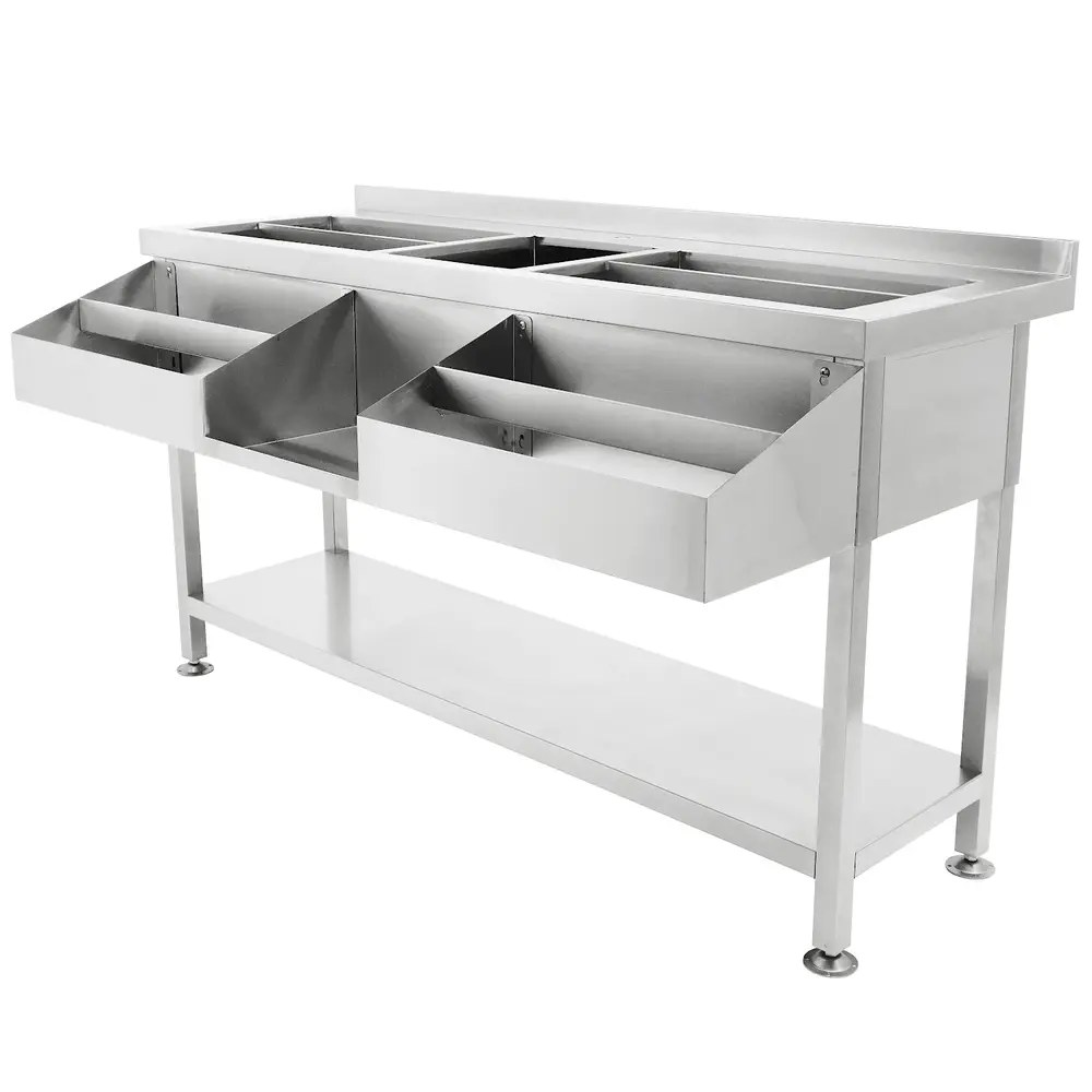 Combisteel Bar-/cocktailstation | Rvs | Ijs-/ingrediëntenbakken + Spoelbak + Flessenrekken | Bodemschap | Achteropstand | 1600x820x900/950(h)mm
