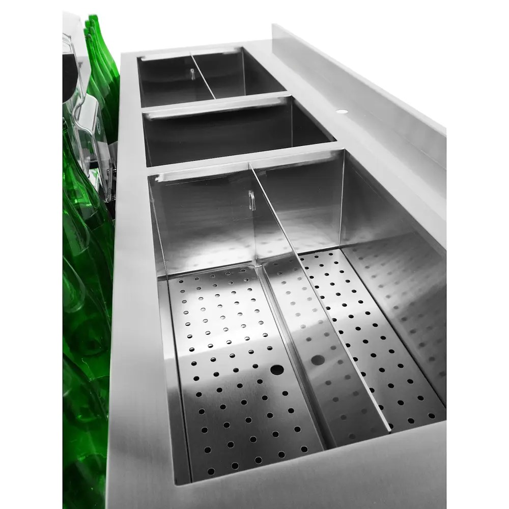 Combisteel Bar-/cocktailstation | Rvs | Ijs-/ingrediëntenbakken + Spoelbak + Flessenrekken | Bodemschap | Achteropstand | 1600x820x900/950(h)mm