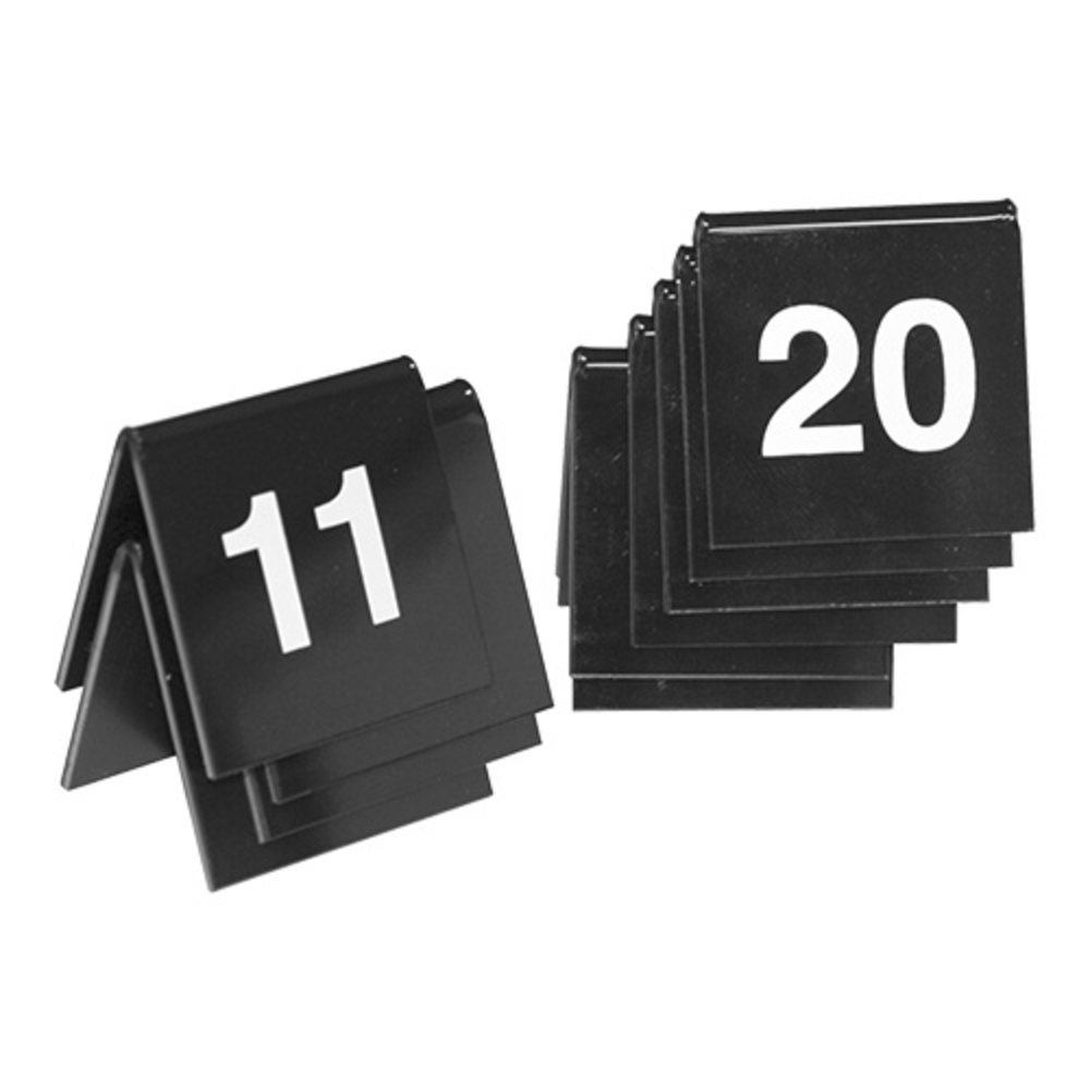 Emga Tafelnummer | 11 T/m 20 | Kunststof | Zwart | 2-zijdig | 40x40(h)mm