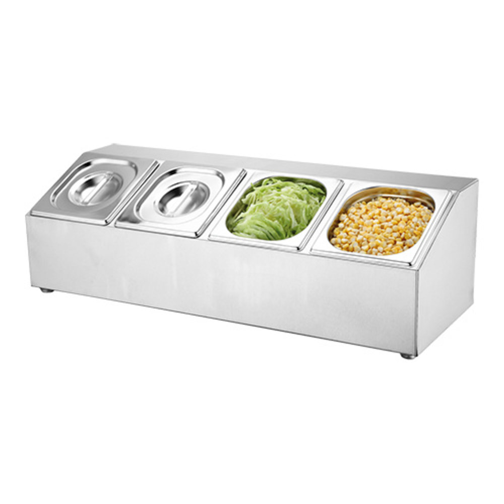 Emga Bar Garneerunit Rvs | 4x 1/6 GN | 68x25x22(h)cm