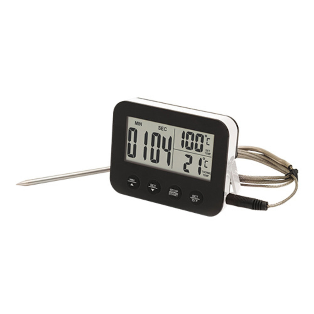 Emga Temperatuurmeter/timer Met Rvs Insteekvoeler en Kunststof Draad 0/+250 Graden 11(l)cm